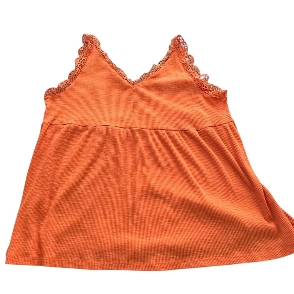Grace & Emma Tank Ribbed Y2K Babydoll Orange L
